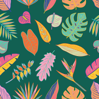 Colorful Tropical Plants Seamless Pattern vector