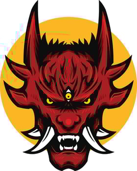 illustration of angry red devil head mascot vector
