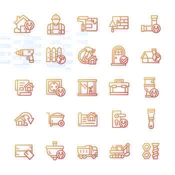 Set of Home Renovation icons with gradient style. vector