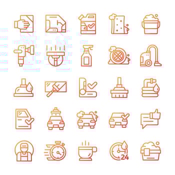 Set of Carwash icons with gradient style. vector