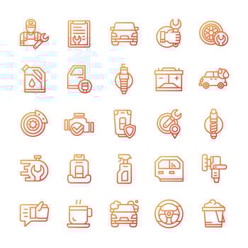 Set of Car Service icons with gradient style. vector