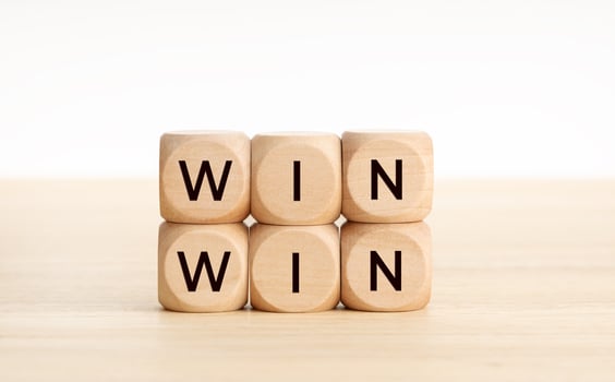 Win Win word on wooden blocks on wood table photo