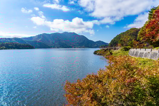 Beautiful landscape around Lake Kawaguchiko in Yamanashi, Japan photo