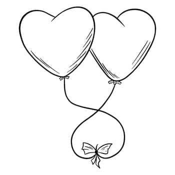 Red balloons in the form of a heart. vector