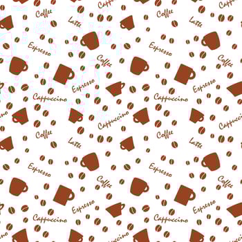 coffe pattern with beens white background vector