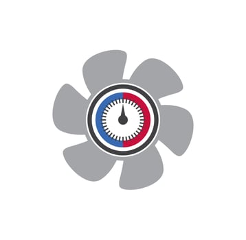 HVAC logo with fan and pressure gauge symbol logo design vector