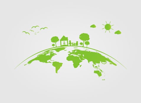 Ecology,tree on earth cities help the world with eco-friendly concept ideas.vector illustration vector