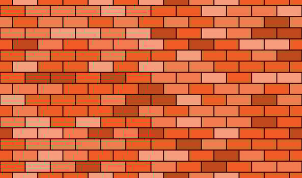Seamless pattern of cartoon brick wall in coral color. Bright texture used for game, web design, textile, paper. vector