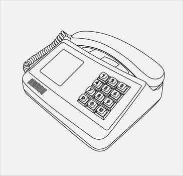 telephone retro handdrow in vector