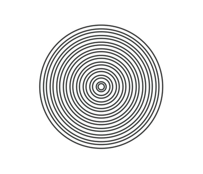 Concentric circle element. Black and white color ring. Abstract  vector illustration for sound wave, Monochrome graphic.