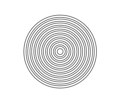 Concentric circle element. Black and white color ring. Abstract  vector illustration for sound wave, Monochrome graphic.