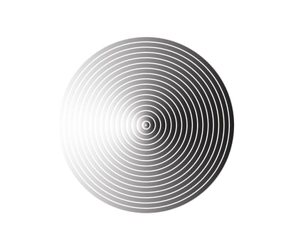 Concentric circle element. Black and white color ring. Abstract  vector illustration for sound wave, Monochrome graphic.