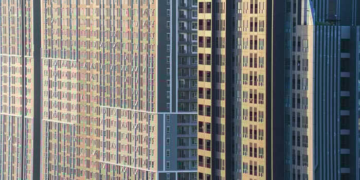 Side view with new modern building construction in background photo