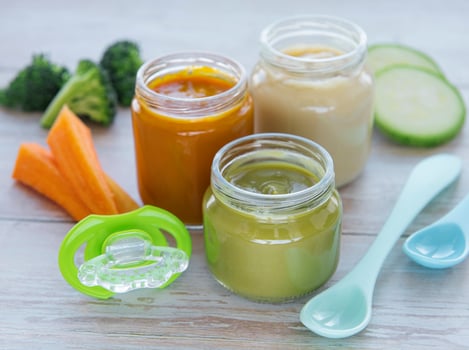 Assortment of fruit and vegetable puree photo