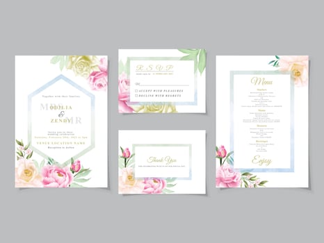 romantic floral watercolor wedding card vector
