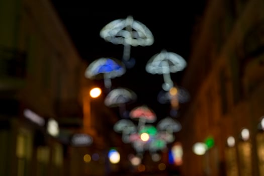 Blurred background of the city at night photo