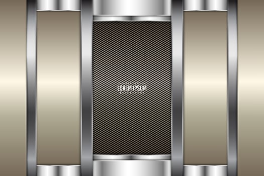 Luxury background of gold and silver with lines carbon fiber texture.Elegant metal modern design. vector