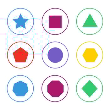 Colorful 2D Shapes Icon Set vector