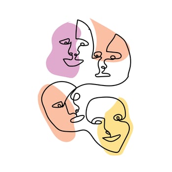 abstract woman face line art drawing portrait minimalistic style vector