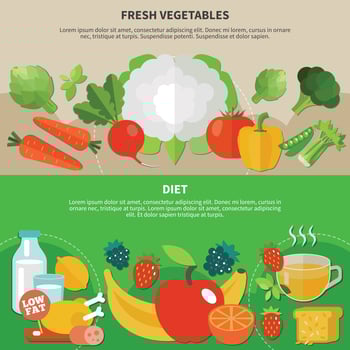 Healthy Eating Flat Composition Set Vector Illustration