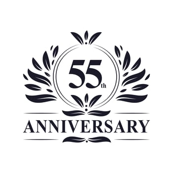 55th Anniversary celebration, luxurious 55 years Anniversary logo design. vector