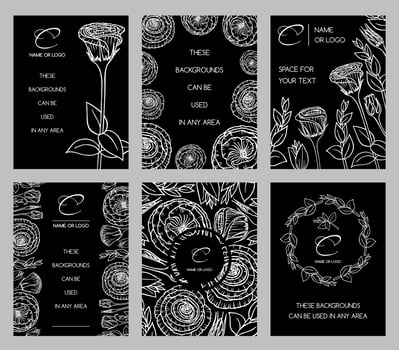 Collection of postcards with painted eustoma flowers vector
