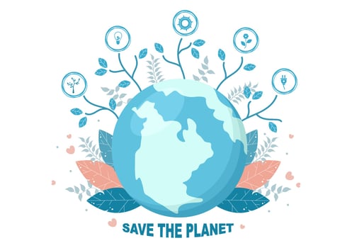 Save Our Planet Earth Illustration To Green Environment With Eco Friendly Concept and Protection From Natural Damage vector