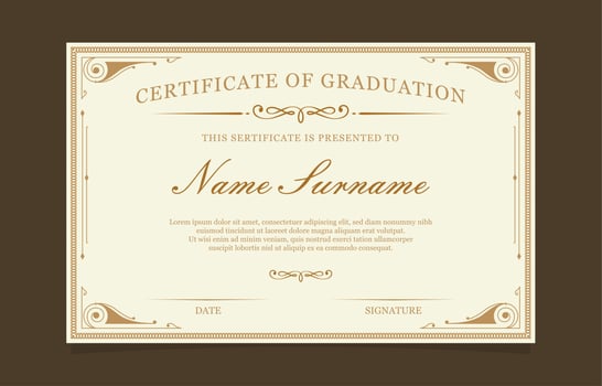 Certificate of Graduation Template Design vector