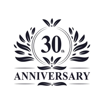 30th Anniversary celebration, luxurious 30 years Anniversary logo design. vector