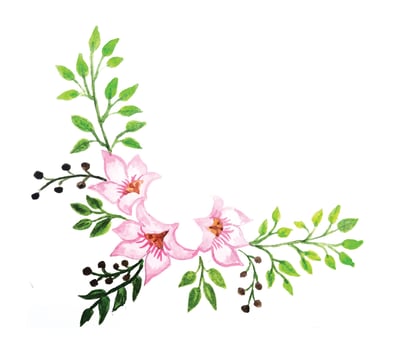 Flower frame in watercolor style isolated on white background vector