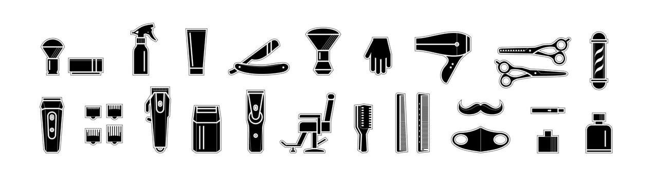 barber icons set vector
