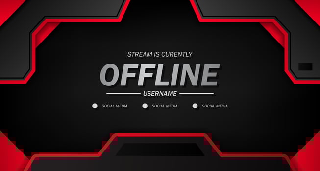 offline for gaming or live streaming with black background sporty with red line vector