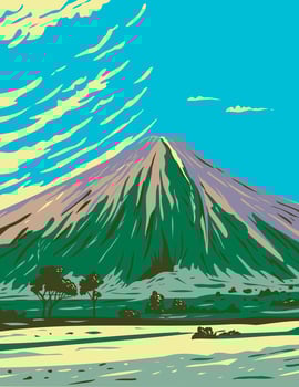 Mauna Loa in Hawaii Volcanoes National Park One of Five Volcanoes That Form the Island of Hawaii WPA Poster Art vector