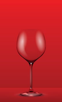 Realistic wine glass on red background - Vector