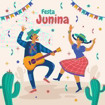 Couple Dancing on Festa Junina Celebration vector