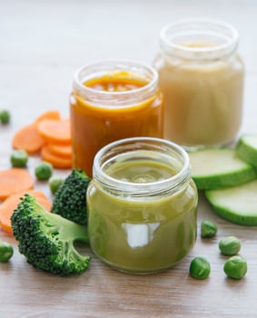 Assortment of fruit and vegetable puree photo