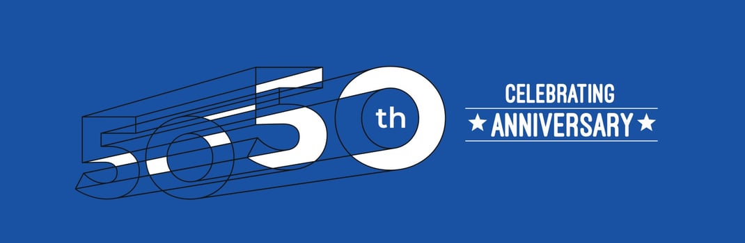 50th Years Anniversary Celebration Design. 3d Color line art RGB vector illustration.
