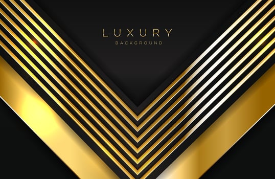 Abstract geometric 3d background with realistic gold effect Vector geometric illustration of golden shape on dark metal surface
