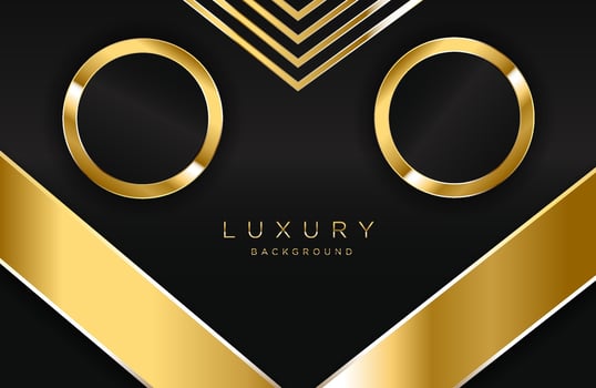 Abstract geometric 3d background with realistic gold effect Vector geometric illustration of golden shape on dark metal surface