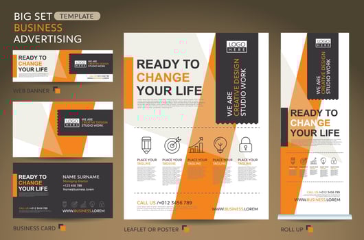 big set template for business advertising. Brochure, leaflet template. Cover book presentation portfolio. vector