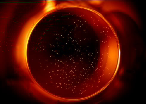 Abstract blurry sphere on black background photo