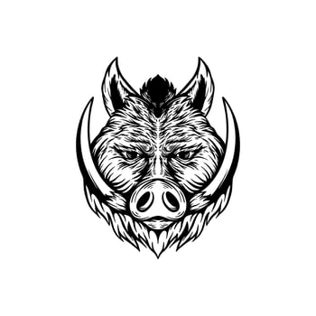 wild boar head retro vintage illustration vector