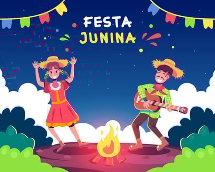 Happy People Celebrating Festa Junina vector