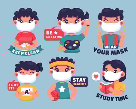 School Activity Sticker Collection vector