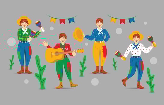 Set of Man Character for Festa Junina vector