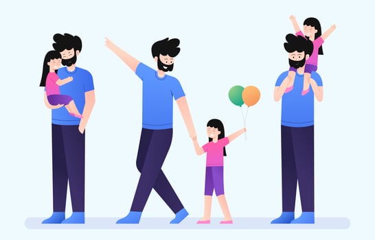 Father and Children Character Collection vector
