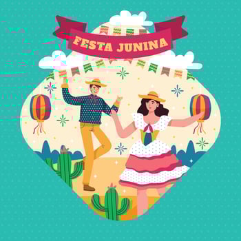Man and Woman Dance in Festa Junina Festival Concept vector