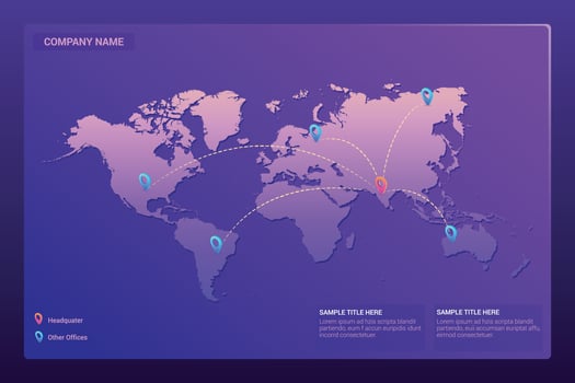 World map landing page design vector