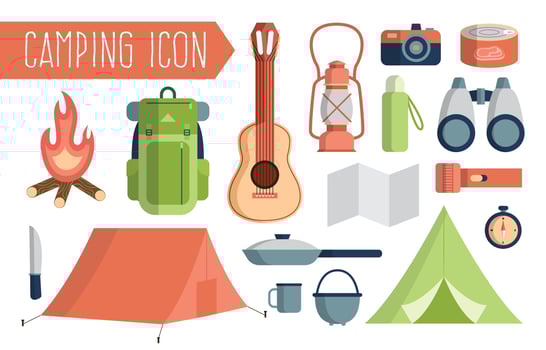 Camping Equipment Icon Set vector