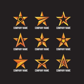 Various Cool Golden Star Shaped Logo vector